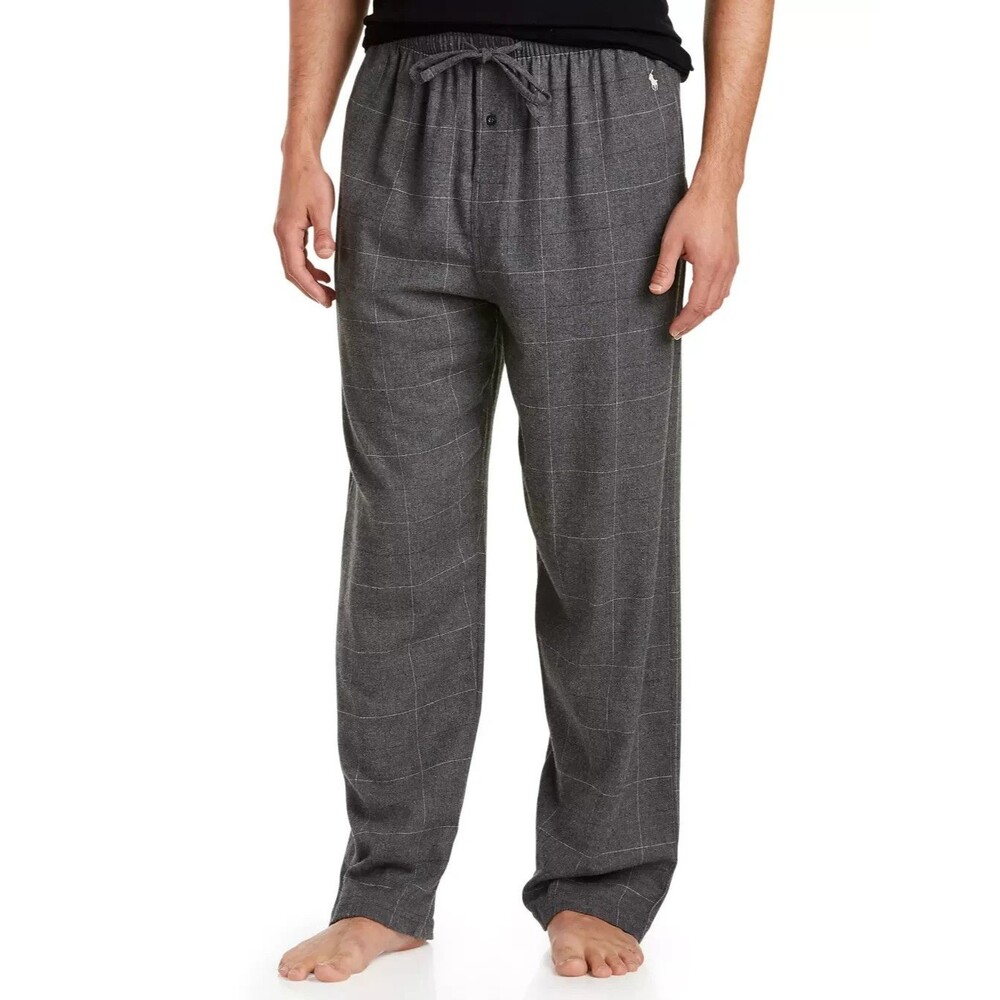 Polo Ralph Lauren Men's Gray Plaid Lightweight Flannel Sleep Pants New XL